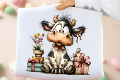Whimsical Easter Cow Clipart Product Image 3