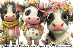 Whimsical Easter Cow Clipart Product Image 1