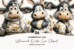 Whimsical Easter Cow Clipart Product Image 1