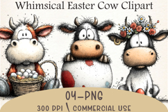 Whimsical Easter Cow Clipart Product Image 1
