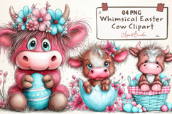 Whimsical Easter Cow Clipart Product Image 1