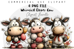 Whimsical Easter Cow Clipart, Easter Sublimation PNG Product Image 1