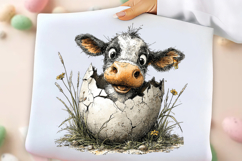 Whimsical Easter Cow Clipart Product Image 2