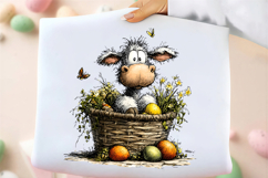 Whimsical Easter Cow Clipart Product Image 2