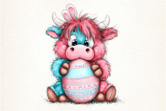 Whimsical Easter Cow Clipart Product Image 2