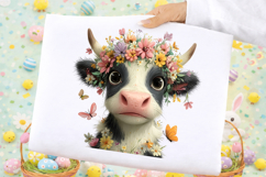 Whimsical Easter Cow Clipart Product Image 2