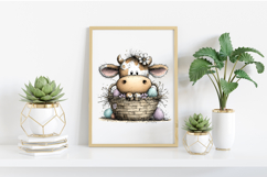 Whimsical Easter Cow Clipart Product Image 2