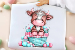 Whimsical Easter Cow Clipart Product Image 3