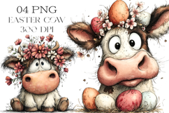 Whimsical Easter Cow PNG Clipart Product Image 1
