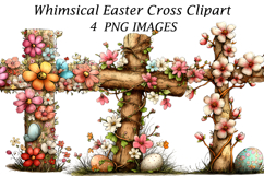 Whimsical Easter Cross Clipart Product Image 1