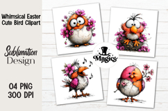 Whimsical Easter Cute Bird Clipart Product Image 1