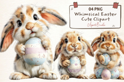 Whimsical Easter Cute Bunny Clipart Product Image 1