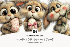 Whimsical Easter Cute Bunny Clipart Product Image 1