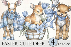 Whimsical Easter Cute Deer Clipart Product Image 1
