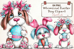 Whimsical Easter Dog Clipart Product Image 1