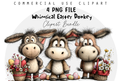 Whimsical Easter Donkey Clipart, Easter Sublimation PNG Product Image 1