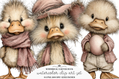 Whimsical Easter Duck Clipart _ Whimsical Easter Duck PNG Product Image 1