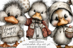 Whimsical Easter Duck Clipart - Whimsical Easter Duck PNG Product Image 1