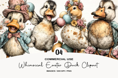 Whimsical Easter Duck Clipart PNG Product Image 1