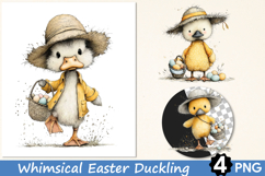 Whimsical Easter Duckling Gardener Clipart Product Image 1