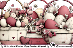Whimsical Easter Egg Basket Clipart Product Image 1