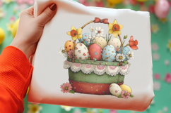 Whimsical Easter Egg Basket Clipart Product Image 2