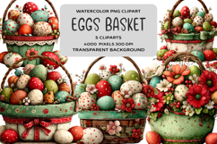 Whimsical Easter Eggs Basket Clipart Product Image 1