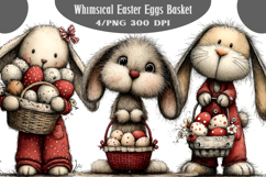 Whimsical Easter Eggs Basket Clipart PNG Product Image 1