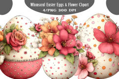 Whimsical Easter Eggs &amp; Flower Clipart Product Image 1