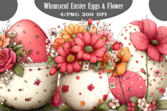 Whimsical Easter Eggs &amp; Flower Clipart PNG Product Image 1