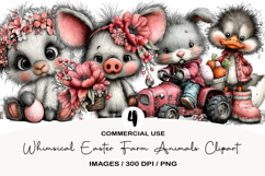 Whimsical Easter Farm Animals Clipart Product Image 1