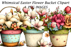 Whimsical Easter Flower Bucket Clipart Product Image 1