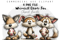 Whimsical Easter Fox Clipart, Easter Sublimation PNG Product Image 1