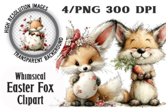 Whimsical Easter Fox Clipart Product Image 1
