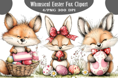 Whimsical Easter Fox Clipart Product Image 1