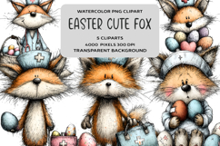 Whimsical Easter Fox Clipart Product Image 1
