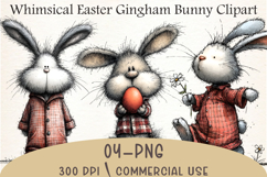 Whimsical Easter Gingham Bunny Clipart Product Image 1