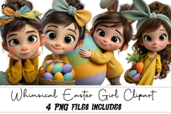 Whimsical Easter Girl Clipart Product Image 1