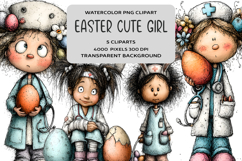 Whimsical Easter Girl Clipart Product Image 1