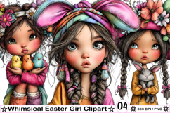 Whimsical Easter Girl Clipart Product Image 1