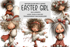 Whimsical Easter Girl Clipart Product Image 1