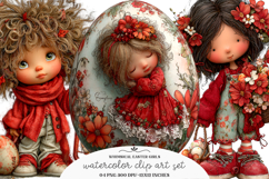 Whimsical Easter girl clipart - Easter girls PNG Product Image 1