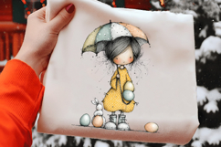 Whimsical Easter Girl Clipart Product Image 2