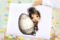 Whimsical Easter Girl Clipart Product Image 2