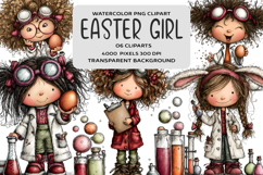 Whimsical Easter Girl Scientist Clipart Product Image 1