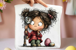 Whimsical Easter Girl Scientist Clipart Product Image 2