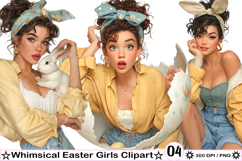 Whimsical Easter Girls Clipart Product Image 1