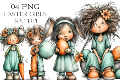 Whimsical Easter Girls Clipart Product Image 1