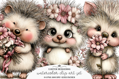 Whimsical easter hedgehog clipart - Easter hedgehog Png Product Image 1