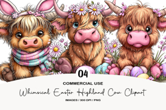 Whimsical Easter Highland Cow Clipart Product Image 1